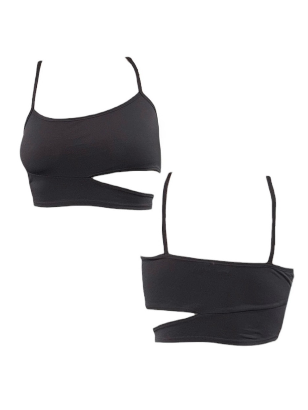 Black Strappy Cut Out Crop Top